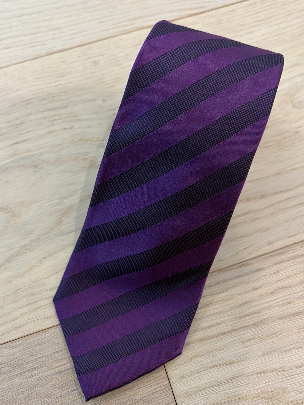 Ben Sherman Purple and Black Striped Silk Tie